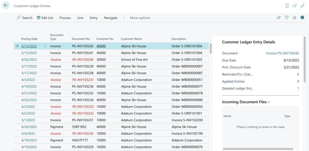 Customer Ledger Transaction History & Paying Open Invoices